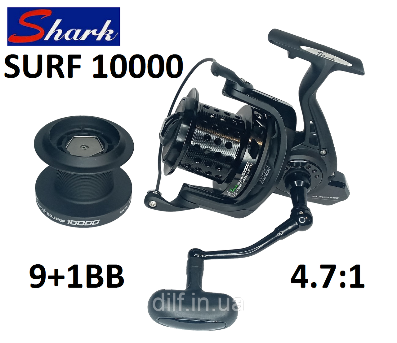 Котушка Shark SURF 10000 Carbon 9+1BB (карпова, серфова, морська)