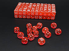 Гральні кістки для покеру, висотою 14 мм, малинового кольору з білими крапками, закруглені кути