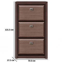 Тумба для взуття 70.5х121.5х17.5см кольору венге магія з фасадами штрокс темний Гербор Коен МДФ BUT3D