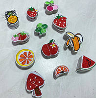 Термоаплікації на одяг вишиті фрукти, висота 1-4 см