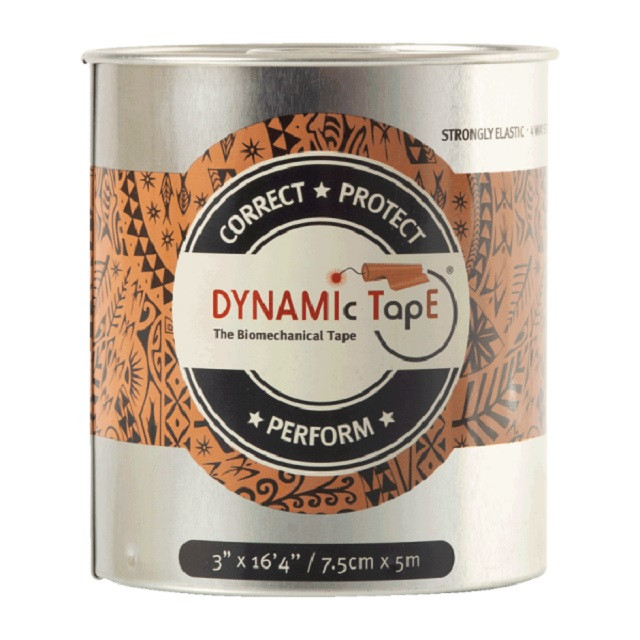 Біомеханічний тейп Dynamic Tape 7.5 см х 5 м бежевий з чорним тату, фото 1