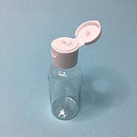 Флакон косметичний прозорий (пляшка) з білим фліп-топом, 30 мл.