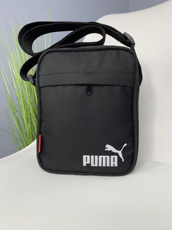 Чоловіча барсетка puma, чорна сумка пума через плече, чоловічий месенджер текстиль