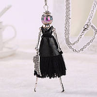 Кулон "Куколка" чорна на довгому ланцюжку