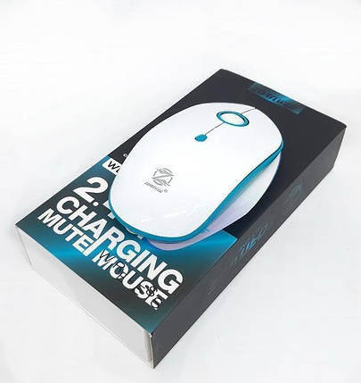 Бездротова безшумна акумуляторна миша ABC W880 Біло-синя, фото 2