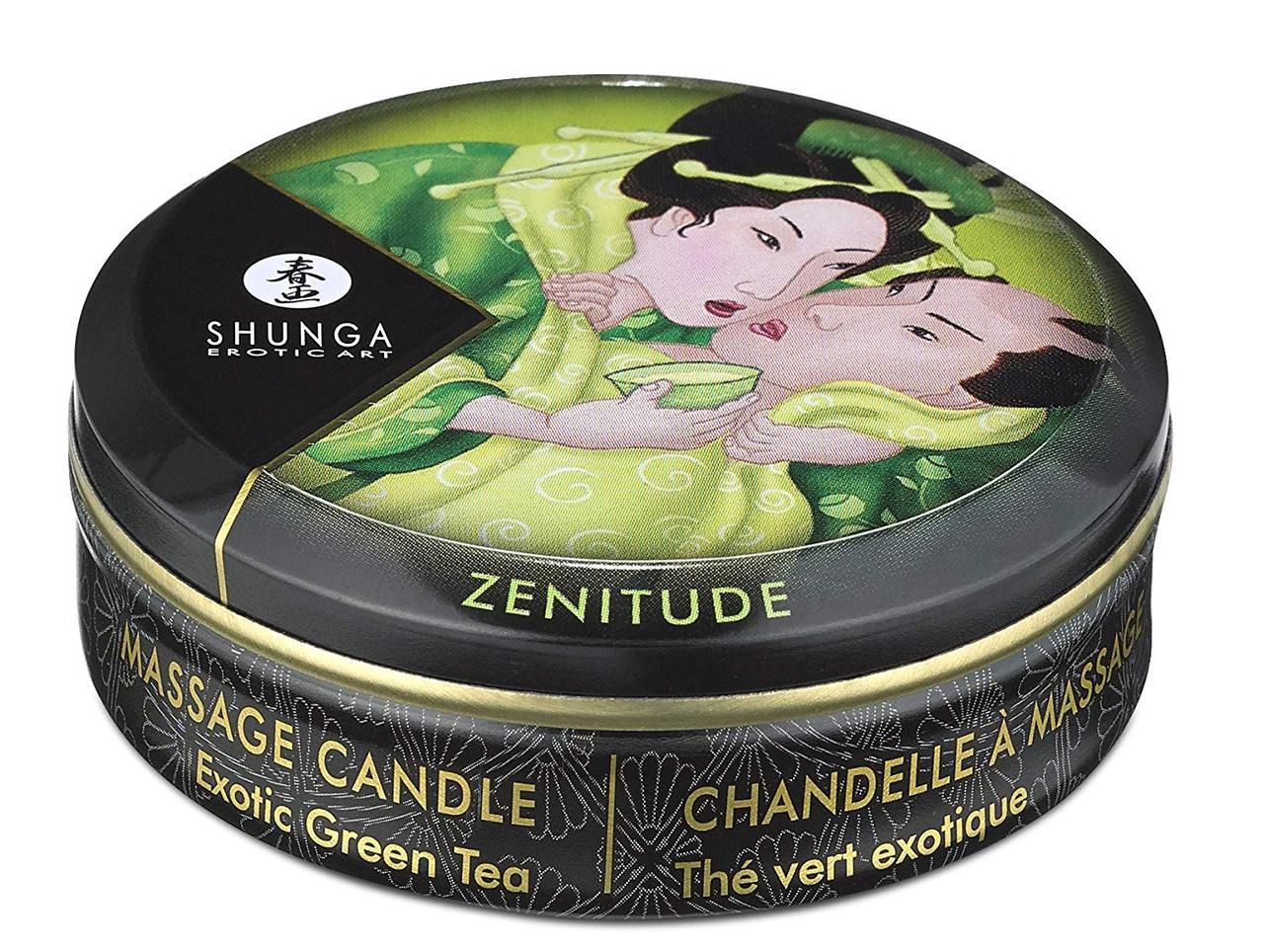 Масажна свічка Shunga Mini Massage Candle Green Tea із запахом зеленого чаю | Mariell