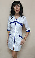 Жіночий медичний халат Корра 48 розмір бавовна на блискавці три чверті рукав