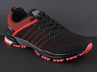 Кроссовки мужские текстиль демисезонные (черно-красные) Bonote