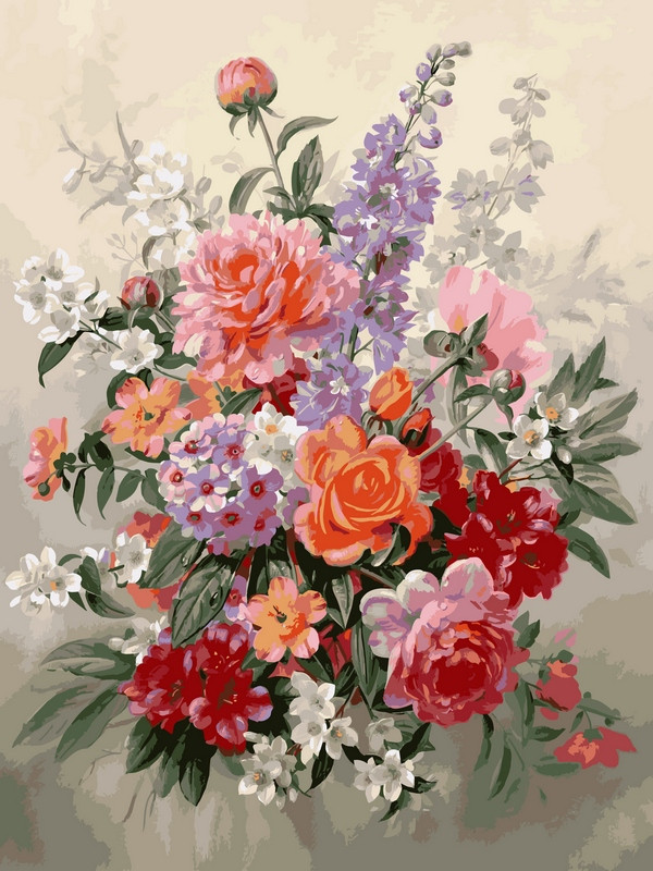 Картини по номерам 30х40 см. Babylon Букет в пастельних тонах Художник Альберт Вільямс (VK-019)