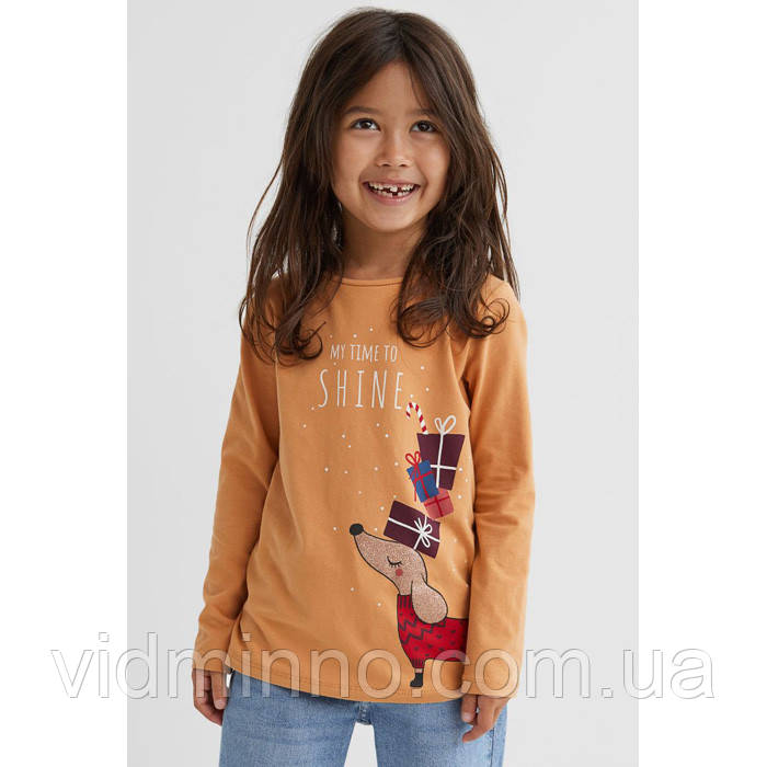 Дитяча кофта лонгслів Песик H&M для дівчинки р.92 - 1,5-2 роки /58312/, фото 1