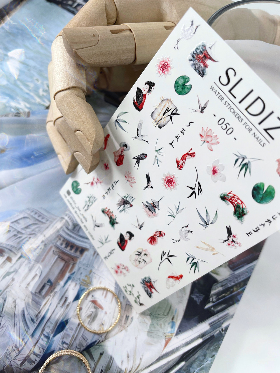 Слайдер-дизайн SLIDIZ водна наклейка для нігтів на будь-якому фоні, японська тематика, Японія, ідежки