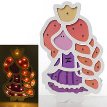 KMMD2156 Дерев'яна іграшка Нічник MD 2156 принцеса, 27,5-17см, світло, на бат-ке,в кор-ке, 26-31-3,5 з
