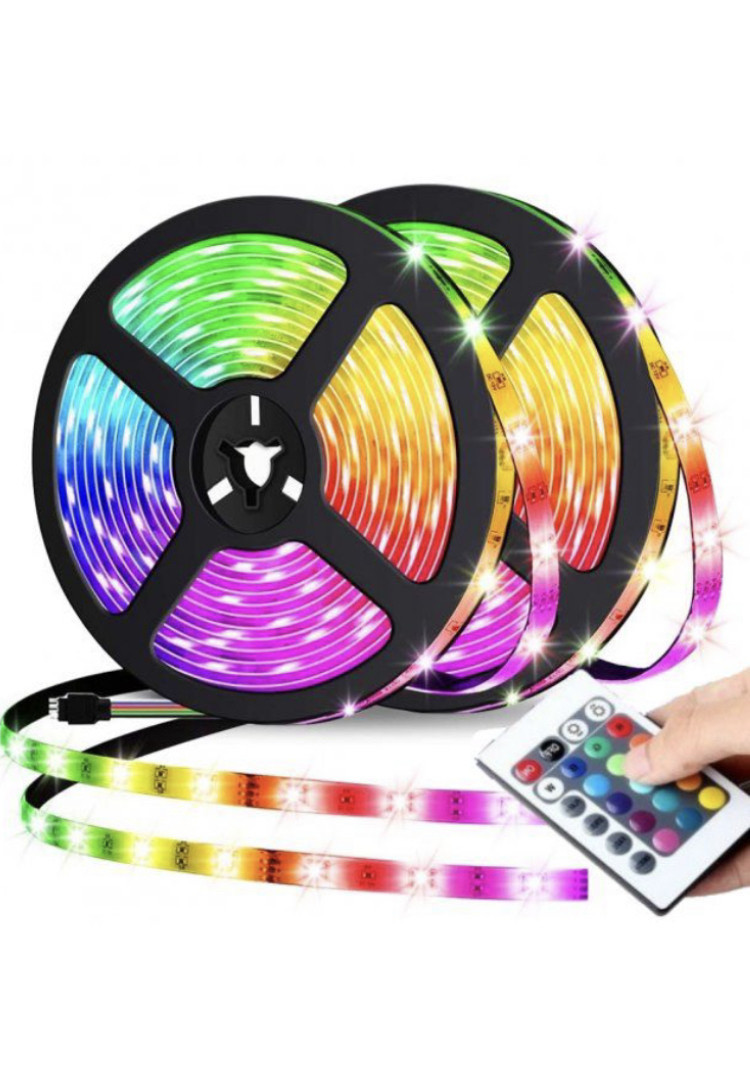 Комплект світлодіодна LED-стрічка RGB 3528 з пультом і блоком живлення 5 м / LED-стрічка з пультом
