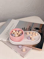 Набір ароматичних соєвих міні-саше (30шт) в гіпсовому кашпо на підставці ручної роботи