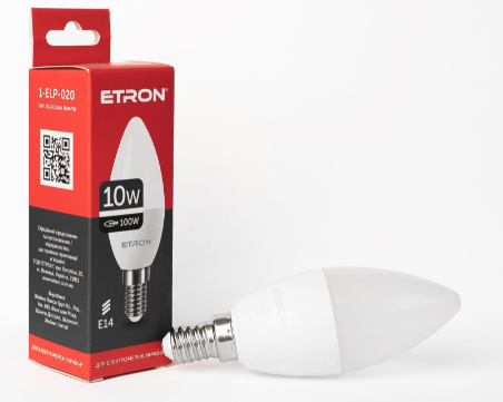 Лампа "Etron Light Power" LED 1-ELP-020 C37 10Вт. 4200K E14(10)