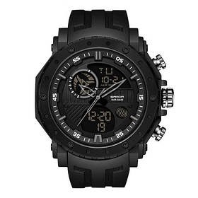 Спортивний  чоловічий годинник з Підсвічуванням та Таймером  Sanda 6012 All Black