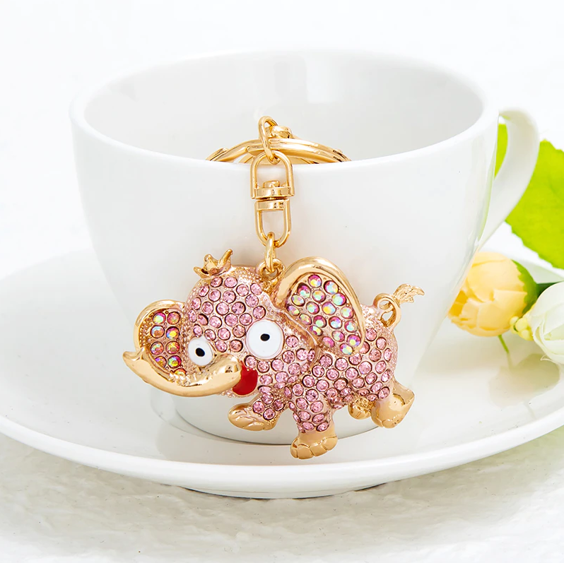 Креативний модний брелок підвіска кулон у формі слоника зі стразами