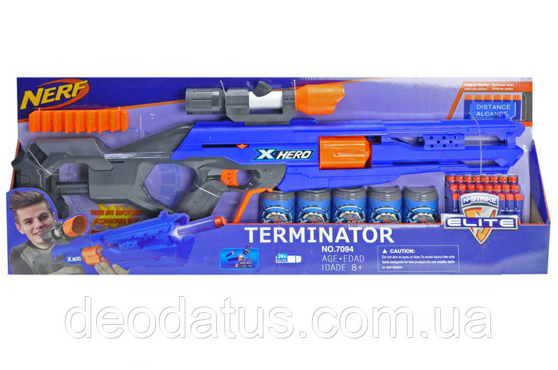 Автомат бластер Нерф Nerf Термінатор на поролонових патронах з мішенями 7094, фото 1