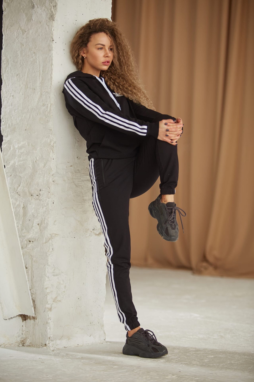 Спортивний костюм жіночий Adidas чорний комплект адідас весняний осінній