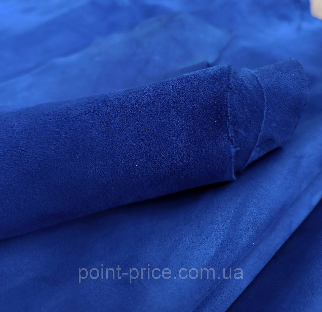 Натуральная кожа велюр, цвет насыщенный синий, толщина 0.8 мм, пр-во Италия - фото 2 - id-p1553482975