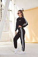 Спортивний костюм жіночий Adidas весняний осінній чорний Комплект Адідас Світшот + Штани