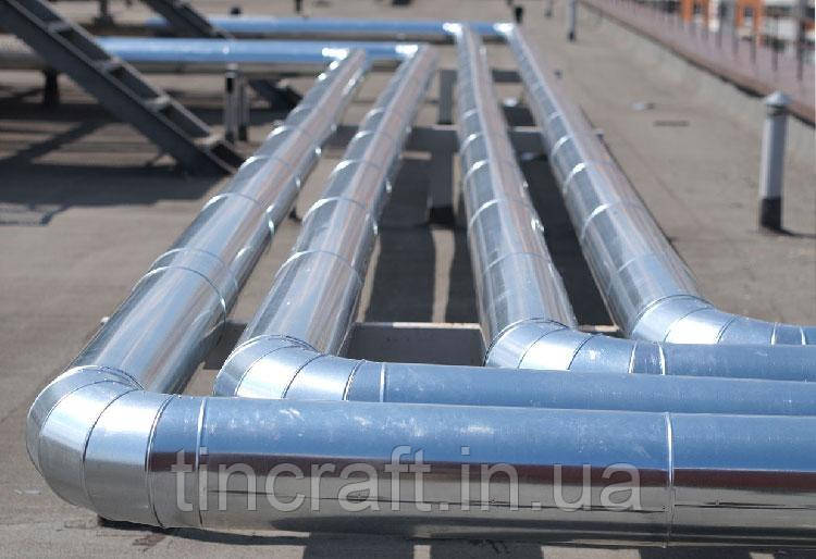 Захисний кожух з оцинкованої сталі для вентиляції. Окожушка оцинкована для утеплення трубопроводу, фото 1
