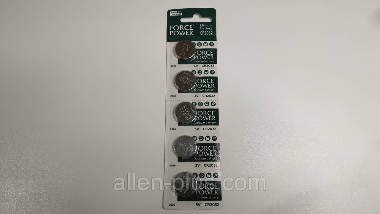 Батарейка літієва FORCE POWER CR2032 3V 5pc BLISTER CARD, фото 1