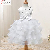 Детское пышное нарядное платье в разных размерах, белое