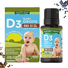 Вітаміни Д3 для дітей nature's Truth D3 Baby Drops 400 IU на краплю Newborn+ 0+ 9.2 мл (365 крапель)