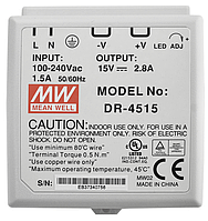 Блок живлення на DIN-рейку 45W 15V DR-4515 MeanWell