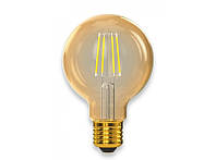 Лампа ФИЛАМЕНТ G80 5W 220V E27 2500K (077-HG) GOLD Luxel led декоративная, теплый свет, светодиодная Люксел