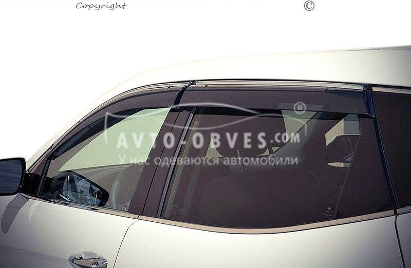 Дефлекторы на окна ветровики Hyundai Santa Fe 2013- 2016 - тип: с хром молдингом - фото 1 - id-p691483946