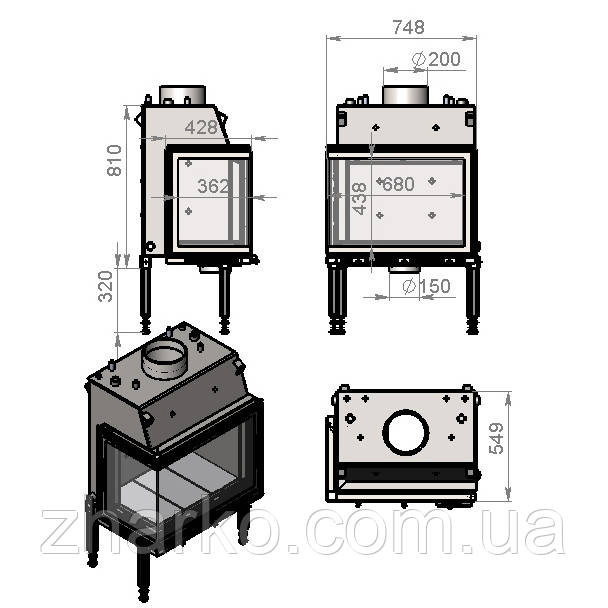 Каминная топка Жарко Аква ЛЕВАЯ 17 кВт (СЗТ) - фото 4 - id-p246906771