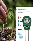 Аналізатор ґрунту 3 в 1 ETP-308, кислотності pH, вологості та родючості ґрунту, фото 5