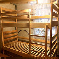 Двоярусне дитяче ліжко, масив вільхи (еко, трансформер, посилений каркас, дерево) 190х80х170см  ⁇  VTR