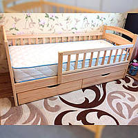 Дитяче ліжко, масив вільхи з двома ящиками (еко, посилений каркас, дерево) 89х168 см  ⁇  VTR