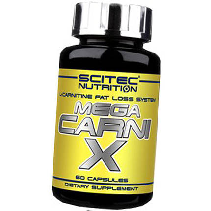 Л-карнітин Scitec MEGA Carni-X 60 капс L-carnitine Кращий жироспалювач для жінок та чоловіків, фото 2