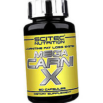 Л-карнітин Scitec MEGA Carni-X 60 капс L-carnitine Кращий жироспалювач для жінок та чоловіків, фото 3