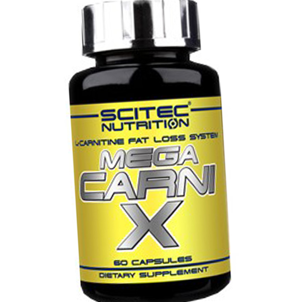 Л-карнітин Scitec MEGA Carni-X 60 капс L-carnitine Капсули для зниження ваги та схуднення для жінок та чоловіків