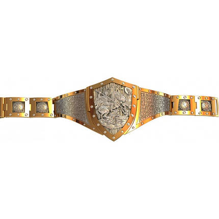 Георгій, (Юрій) Переможець браслет, Срібло 925, Золото 585/750., фото 1