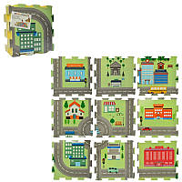 Коврик-мат EVA, напольное покрытие, теплый пол, 9 дет. (9мм, 31-31см), город, M5801