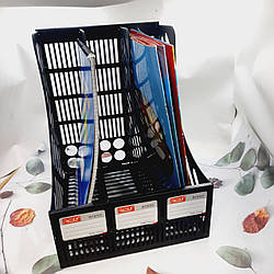 Вертикальний лоток на 3 відділення збірний Чорний