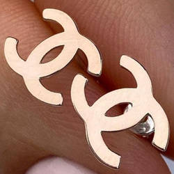 Срібні сережки-пусети з золотими накладками без каменів (1 см) РН-430