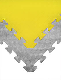 М'яка підлога килимок-пазл "Веселка" Eva-Line 200*150 см Плетінка (12 пазлів) Сірий-Жовтий