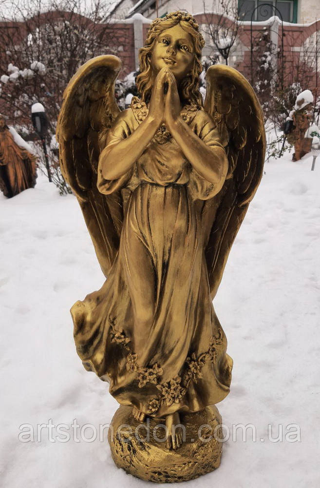 Скульптуры ангелов из бетона. Скульптура Ангела девушки из белого бетона 75 см - фото 10 - id-p473334702