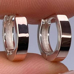 Срібні сережки-кільця (конго) з золотими накладками без каменів (1,3 см) РН-432