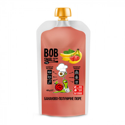 Натуральне пюре банан-полуниця SNAIL BOB (Боб Снейл), 400 г