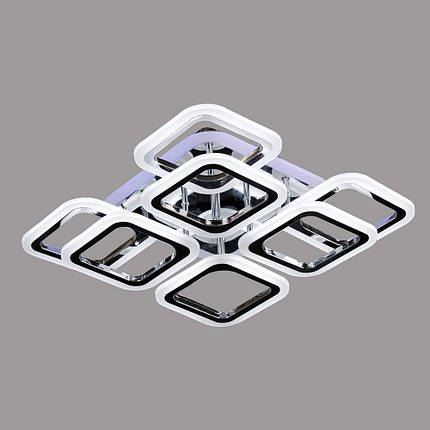 Світлодіодна квадратна люстра RGB з пультом керування срібло 144 W DIMMER 3000-6000 H120*L450*W450, фото 1