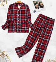 Жіноча байкова піжама, костюм для дому в клітинку , розмір M ( заміри в описі)