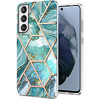 Защитный чехол Deexe Marble Pattern для Samsung Galaxy S21 FE (G990) - Blue